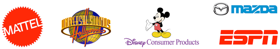 RB Studios Clinets - MATTEL, Universal Studios Hollywood, Disney Consumer Products, Mazda, ESPN RB Studios Clinets - MATTEL, Universal Studios Hollywood, Disney Consumer Products, Mazda, ESPN